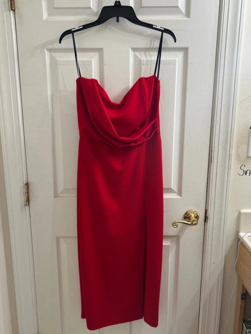 red strapless dress with slit size XL